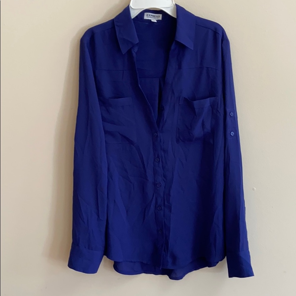 Deep Blue Button Up Blouse
